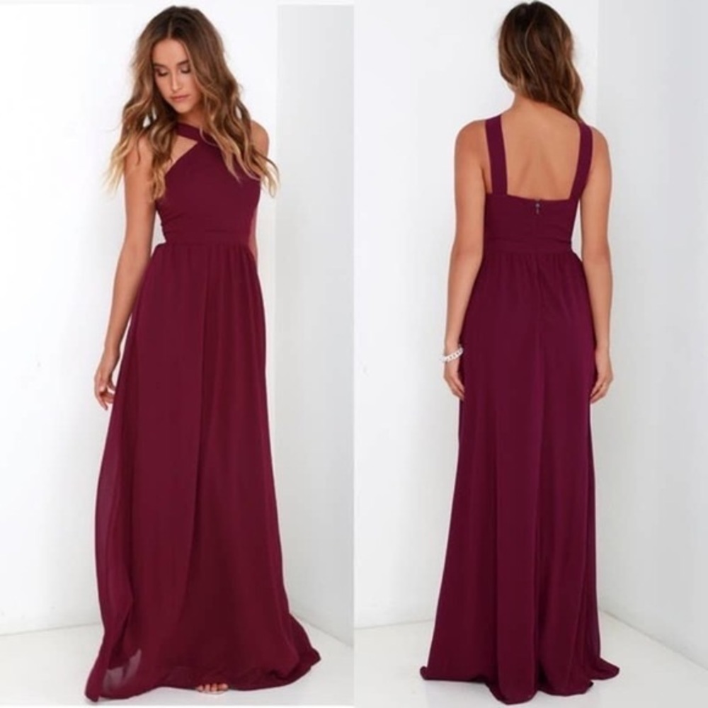 Lulus Air of Romance Burgundy Maxi Dress size small